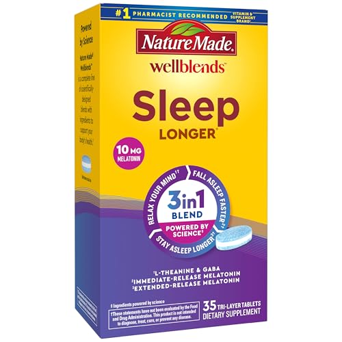 Nature Made Wellblends Suplemento para Dormir, Melatonina 10mg, L-teanina 100mg y GABA 100mg, 35 Tabletas de 3 Capas - imagen 3