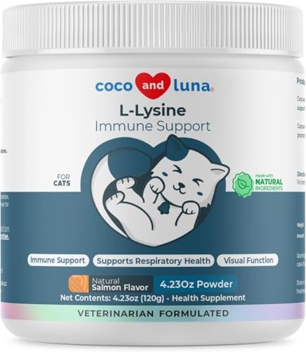 Suplemento de L-Lisina para Gatos 900mg/cucharada - Apoyo para Estornudos, Nariz Moquienta, Resfriados, Inmunidad, Función Ocular y Salud - imagen 1