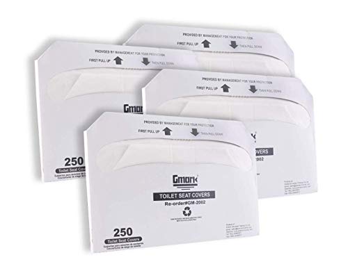 Cubiertas de Asiento de Inodoro de Papel Gmark, Papel Virgen 100% de Alta Resistencia, Desechables, Medida 4 x 250 (Total 1000) GM2002 - imagen 1