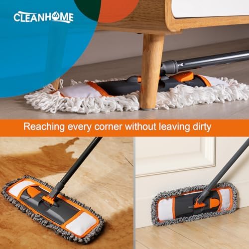 Mopa CLEANHOME para limpieza de pisos con 3 almohadillas lavables y mango extensible de 55”, mopa multifuncional para pisos de madera, mármol y - imagen 5