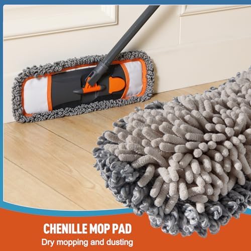 Mopa CLEANHOME para limpieza de pisos con 3 almohadillas lavables y mango extensible de 55”, mopa multifuncional para pisos de madera, mármol y - imagen 8