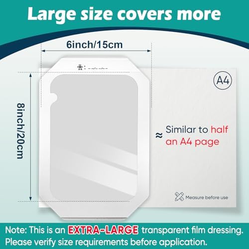 30 Paquetes de Vendajes Transparentes 6'' x 8'' - Apósitos Impermeables para Natación, Ducha, Heridas, Cuidado de Tatuajes y Terapia de Cicatrices - imagen 2