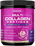 ZEBORA Polvo de Péptidos de Colágeno Múltiple - Colágeno Hidrolizado Tipo I II III V X con Ácido Hialurónico, Biotina y Vitamina C - Apoyo para Piel, - imagen 1