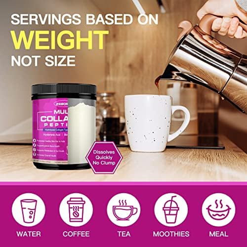 ZEBORA Polvo de Péptidos de Colágeno Múltiple - Colágeno Hidrolizado Tipo I II III V X con Ácido Hialurónico, Biotina y Vitamina C - Apoyo para Piel, - imagen 7
