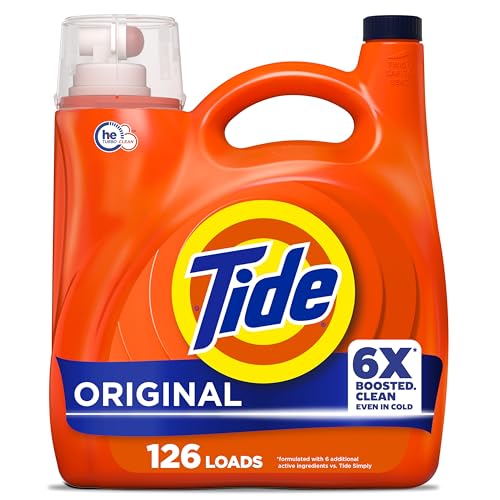 Detergente Líquido para Ropa Tide, Aroma Original, 126 Lavados, 158 fl oz, Limpieza Potenciada incluso en agua fría, detergente concentrado - imagen 1