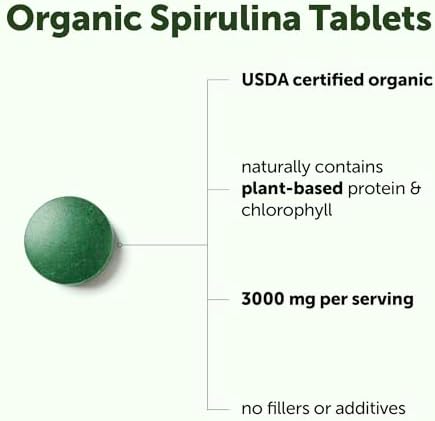 Suplemento de Espirulina Orgánica Micro Ingredients, 720 Tabletas (Suministro de 4 Meses), Sin Rellenos y No Transgénico, Rico en Proteína Vegana, - imagen 3