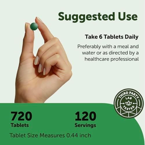 Suplemento de Espirulina Orgánica Micro Ingredients, 720 Tabletas (Suministro de 4 Meses), Sin Rellenos y No Transgénico, Rico en Proteína Vegana, - imagen 4