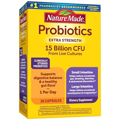 Nature Made Probióticos para la Salud Digestiva Extra Fuerte 15 Mil Millones CFU, 30 Cápsulas para Hombres y Mujeres, Suministro de 30 Días - imagen 4