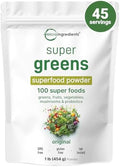 Micro Ingredients Super Greens en Polvo, 1lb | Mezcla de 100 Superalimentos con Verduras, Probióticos, Frutas, Vegetales y Hongos | Fuente de - imagen 1