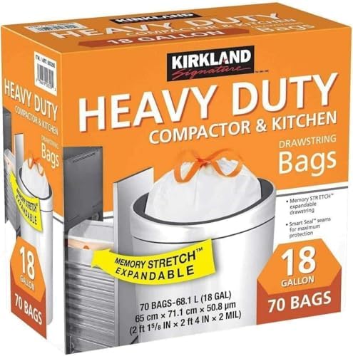 Bolsas de Basura para Cocina KIRKLAND SIGNATURE con Cuerda de Sujeción, Tamaño Completo, Nueva Edición - imagen 1