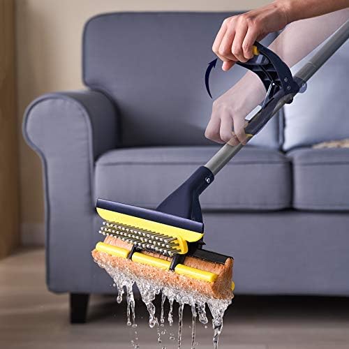 Mopa Esponja Yocada para Uso en Casa y Comercial, Limpieza de Pisos de Azulejo, Baño y Garaje, Incluye 2 Cabezas, Mango Telescópico de 42.5 a 52 - imagen 6