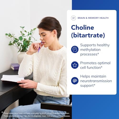 Pure Encapsulations Colina (Bitartrato) - 275 mg - Apoya la Metilación, Salud Cerebral y Función Celular* - Alta Biodisponibilidad - Vegano y No - imagen 3