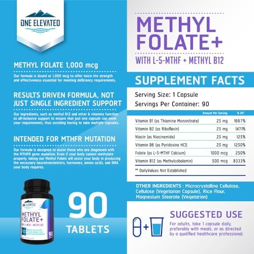 Folate Metílico Doble Fuerza y Más Bioactivo - Fórmula Única con Methylcobalamin (B12) de Grado Farmacéutico, Niacina, B1, B2 y B6 - Suministro para - imagen 2