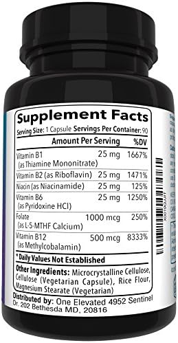 Folate Metílico Doble Fuerza y Más Bioactivo - Fórmula Única con Methylcobalamin (B12) de Grado Farmacéutico, Niacina, B1, B2 y B6 - Suministro para - imagen 3