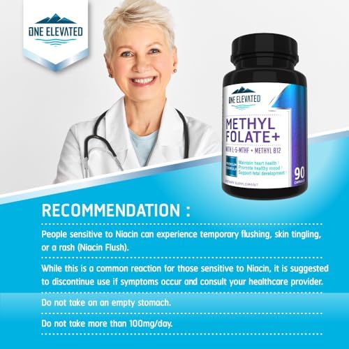 Folate Metílico Doble Fuerza y Más Bioactivo - Fórmula Única con Methylcobalamin (B12) de Grado Farmacéutico, Niacina, B1, B2 y B6 - Suministro para - imagen 5