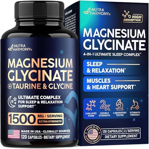 Glicinato de Magnesio - Soporte para Sueño y Relajación - Extra Fuerte 1500 mg - Suplemento de Magnesio para Hombres y Mujeres - 120 Cápsulas - imagen 1