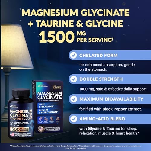 Glicinato de Magnesio - Soporte para Sueño y Relajación - Extra Fuerte 1500 mg - Suplemento de Magnesio para Hombres y Mujeres - 120 Cápsulas - imagen 7