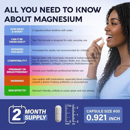 Glicinato de Magnesio - Soporte para Sueño y Relajación - Extra Fuerte 1500 mg - Suplemento de Magnesio para Hombres y Mujeres - 120 Cápsulas - imagen 8