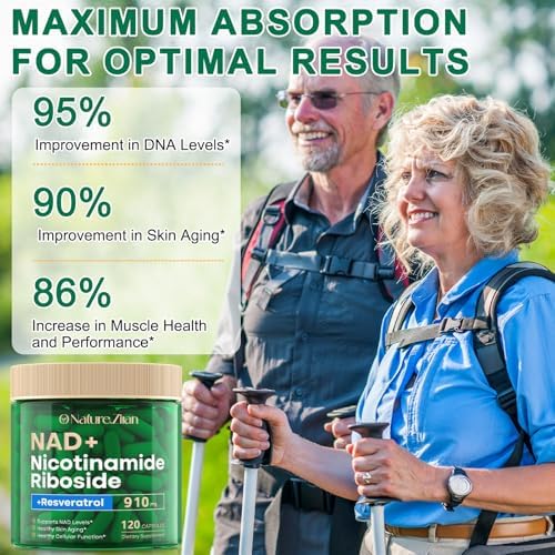 Suplemento de NAD - 910 mg de Nicotinamida Ribósido para Hombres y Mujeres, Liposomal con Resveratrol para Enfoque y Energía - 120 Cápsulas - imagen 7