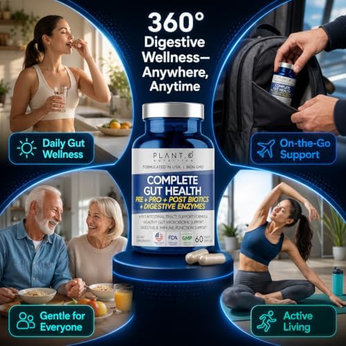 Suplemento de Salud Digestiva 4 en 1 – Prebióticos, Probióticos, Postbióticos y Enzimas Digestivas para Hombres y Mujeres – Probiotico DE111 para - imagen 2