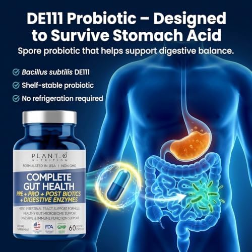 Suplemento de Salud Digestiva 4 en 1 – Prebióticos, Probióticos, Postbióticos y Enzimas Digestivas para Hombres y Mujeres – Probiotico DE111 para - imagen 5