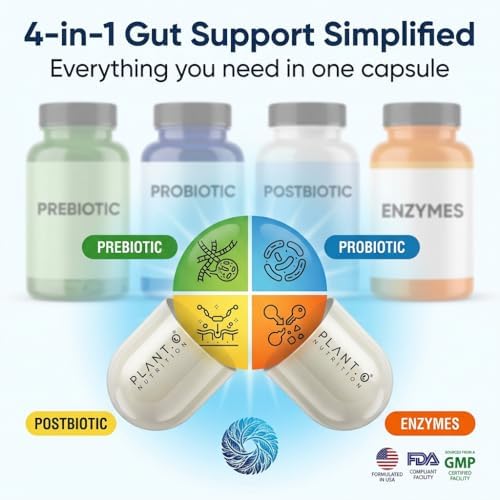 Suplemento de Salud Digestiva 4 en 1 – Prebióticos, Probióticos, Postbióticos y Enzimas Digestivas para Hombres y Mujeres – Probiotico DE111 para - imagen 6