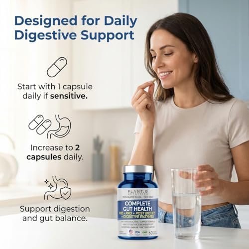 Suplemento de Salud Digestiva 4 en 1 – Prebióticos, Probióticos, Postbióticos y Enzimas Digestivas para Hombres y Mujeres – Probiotico DE111 para - imagen 7