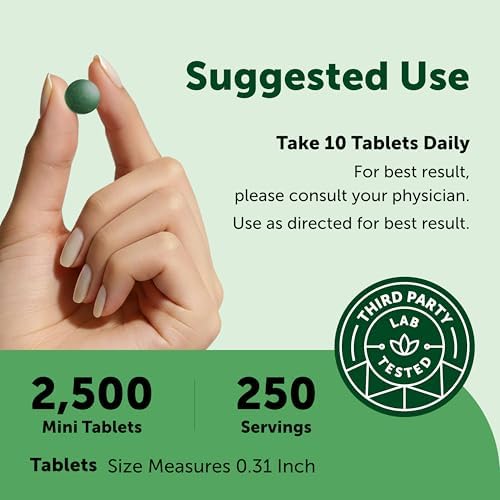 Tabletas Mini de Spirulina y Chlorella Orgánicas Micro Ingredients, 2,500 Tabletas (Suministro de 8 Meses) | Mezcla 50/50 de Algas | Sin Rellenos, No - imagen 4
