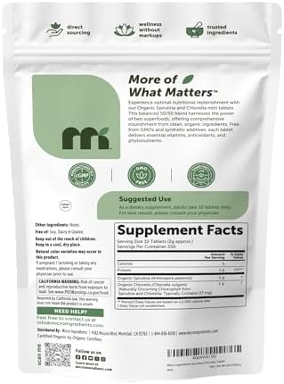 Tabletas Mini de Spirulina y Chlorella Orgánicas Micro Ingredients, 2,500 Tabletas (Suministro de 8 Meses) | Mezcla 50/50 de Algas | Sin Rellenos, No - imagen 7