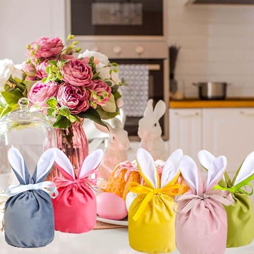 Paquete de 24 Bolsas de Conejo de Pascua de Terciopelo con Cierre, Diseño de Orejas de Conejo, Bolsas de Regalo para Dulces, Galletas y Huevos de - imagen 4