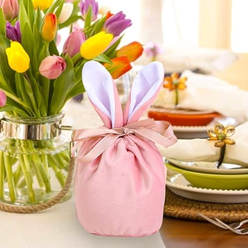 Paquete de 24 Bolsas de Conejo de Pascua de Terciopelo con Cierre, Diseño de Orejas de Conejo, Bolsas de Regalo para Dulces, Galletas y Huevos de - imagen 6