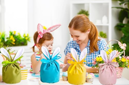 Paquete de 24 Bolsas de Conejo de Pascua de Terciopelo con Cierre, Diseño de Orejas de Conejo, Bolsas de Regalo para Dulces, Galletas y Huevos de - imagen 8