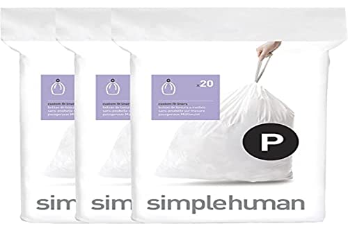 Bolsas de Basura con Cinta Drawstring simplehuman Code P, 60 Piezas, 50-60 Litros, Extra Gruesas y Doble Costura, 50% Plástico PCR, Color Blanco - imagen 4