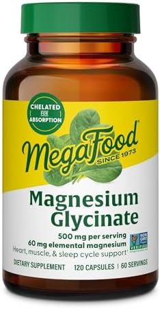 MegaFood Magnesio Glicinato 500mg - Suplemento de Magnesio Quelado - 120 Cápsulas - Suave para el Estómago - Apoya el Sueño y Respuesta al Estrés - imagen 1