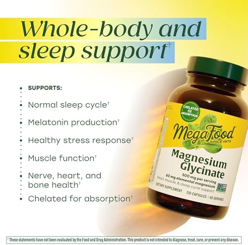 MegaFood Magnesio Glicinato 500mg - Suplemento de Magnesio Quelado - 120 Cápsulas - Suave para el Estómago - Apoya el Sueño y Respuesta al Estrés - imagen 3