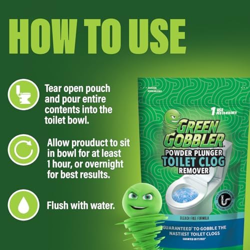 Removedor de Atascos para Inodoro Green Gobbler POWDER PLUNGER - Paquete de 2, Peso Neto 16.5 oz - imagen 7