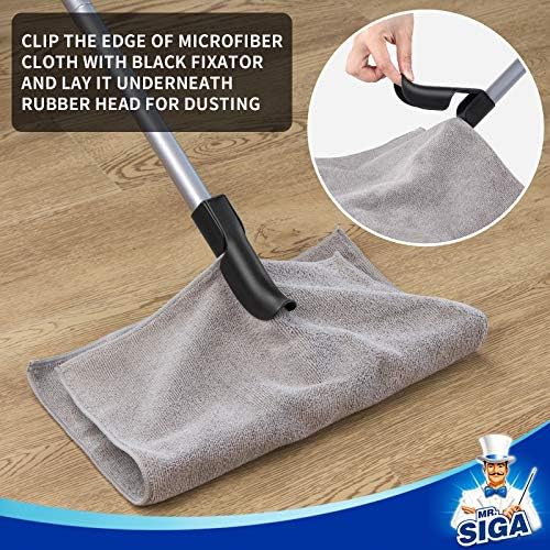 Escoba de Goma para Mascotas MR.SIGA con Raspador Integrado, Cepillo 3 en 1 para Piso, Mango Ajustable de 61 Pulgadas, Incluye 1 Paño de Microfibra - imagen 5