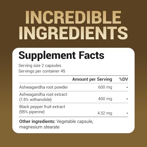 Cápsulas de Ashwagandha Dr. Berg 1000mg - Raíz de Ashwagandha con Pimienta Negra de Bioperine - Suplementos de Ashwagandha 90 Cápsulas - imagen 4