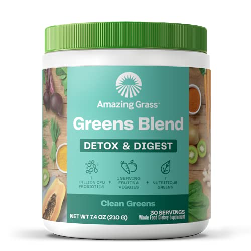 Amazing Grass Greens Blend Detox & Digest, Mezcla para Smoothie, Limpieza con Super Greens en Polvo, Enzimas Digestivas y Probióticos, 30 Porciones, - imagen 5
