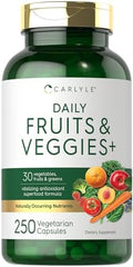 Suplemento de Frutas y Verduras Carlyle | 250 Cápsulas | Hecho con 30 Frutas y Verduras | Fórmula Vegetariana, No Transgénica, Sin Gluten - imagen 1