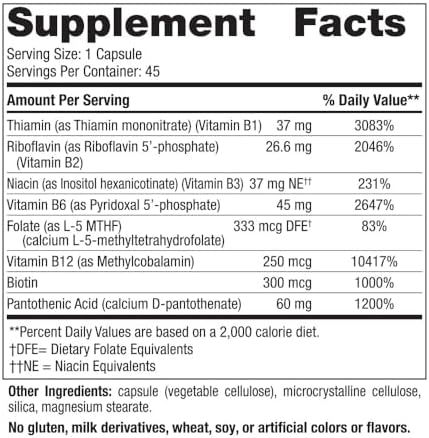 Complejo de Vitaminas B Nordic Naturals - 45 Cápsulas de Tiamina, Riboflavina, Niacina, B6, B12, Folato, Biotina y Ácido Pantoténico para la Salud - imagen 2
