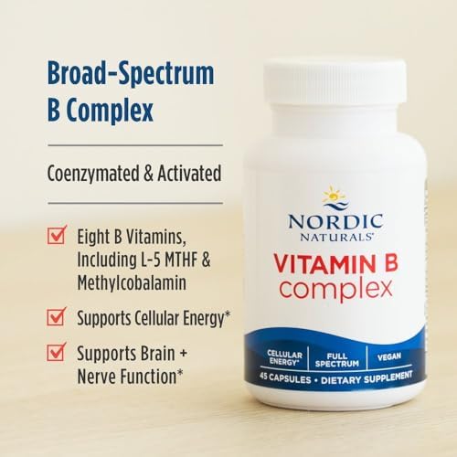 Complejo de Vitaminas B Nordic Naturals - 45 Cápsulas de Tiamina, Riboflavina, Niacina, B6, B12, Folato, Biotina y Ácido Pantoténico para la Salud - imagen 3