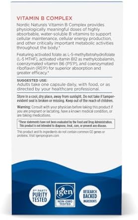 Complejo de Vitaminas B Nordic Naturals - 45 Cápsulas de Tiamina, Riboflavina, Niacina, B6, B12, Folato, Biotina y Ácido Pantoténico para la Salud - imagen 6