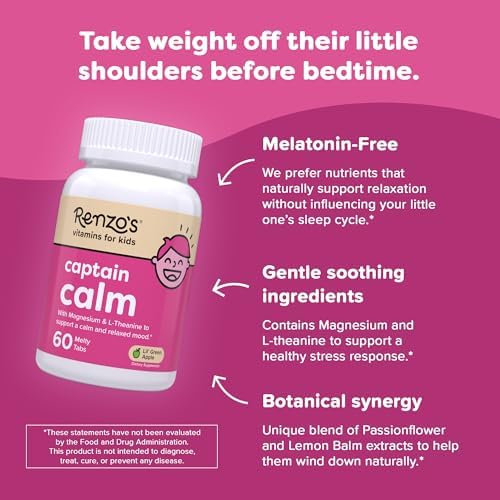 Suplemento de Magnesio para Niños Captain Calm de Renzo, con L-Theanine, Vitaminas Disolubles para Relajación y Ánimo, Tabletas Melty Sin Azúcar, - imagen 3