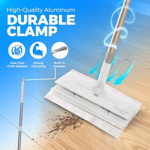 Kit de Barrido y Trapeado CleanMattix - FlexiClamp, Compatible con Paños Swiffer, Herramienta Duradera para Pisos de Madera, Cerámica, Mármol y - imagen 5