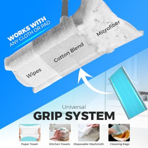 Kit de Barrido y Trapeado CleanMattix - FlexiClamp, Compatible con Paños Swiffer, Herramienta Duradera para Pisos de Madera, Cerámica, Mármol y - imagen 6
