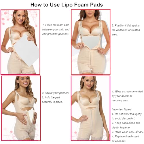 KUSMOO Paquete de 5 Almohadillas de Espuma Lipo para Compresión Abdominal Post Cirugía de Liposucción 8 x 11 - imagen 6