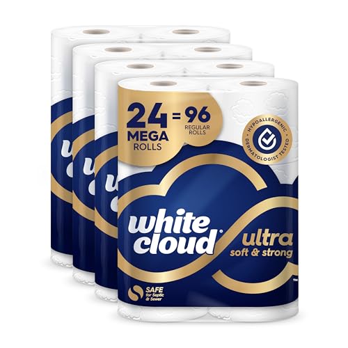 Papel Higiénico Ultra Suave y Resistente White Cloud, 4 paquetes de 6 Rollos Mega = 96 Rollos Regulares - imagen 2