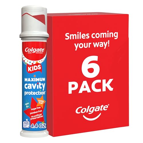 Pasta de Dientes Colgate para Niños con Flúor, Protección contra Caries, 6 Años+, Aprobada por ADA, Sabor Fruta Burbujeante, 4.4 Oz, Paquete de 6 - imagen 2