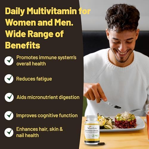 Multivitaminas y Minerales Veganas para Hombres y Mujeres con Alta Potencia de Vitamina B12, D3 y K2 - 180 Tabletas Veganas, Suministro para 6 Meses. - imagen 2